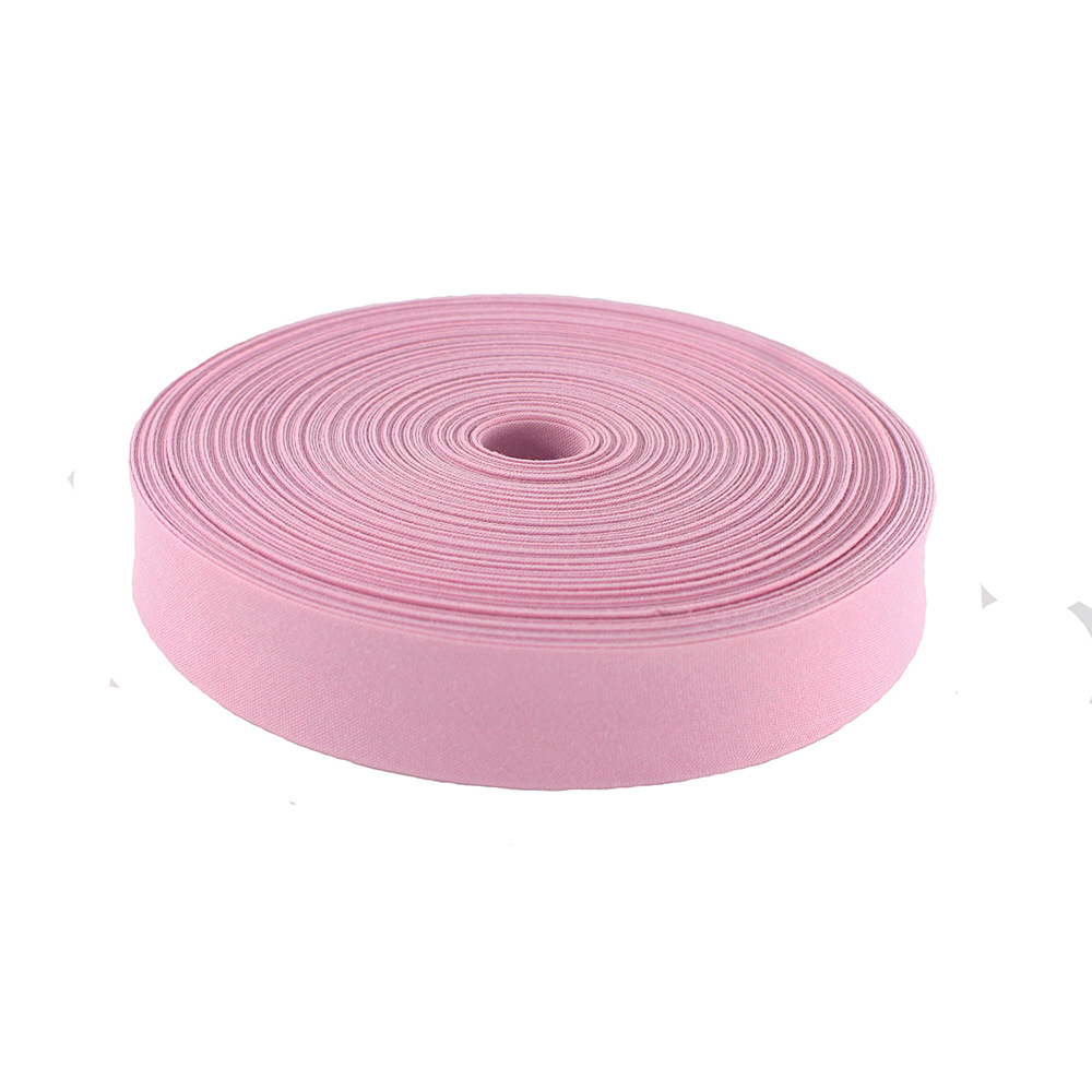 Polyester / Cotton 1" 20mm T/C Bias Binding Tape For Sewing Trimming Single Fold Ribbon Solid Color DIY 25yards/Roll: Pink