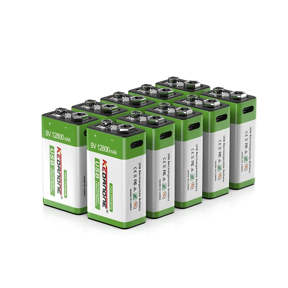 12800mAh 9V Li-ion Rechargeable Battery Micro USB Batteries 9V Lithium For Multimeter Microphone Toys Remote Control KTV: Gold