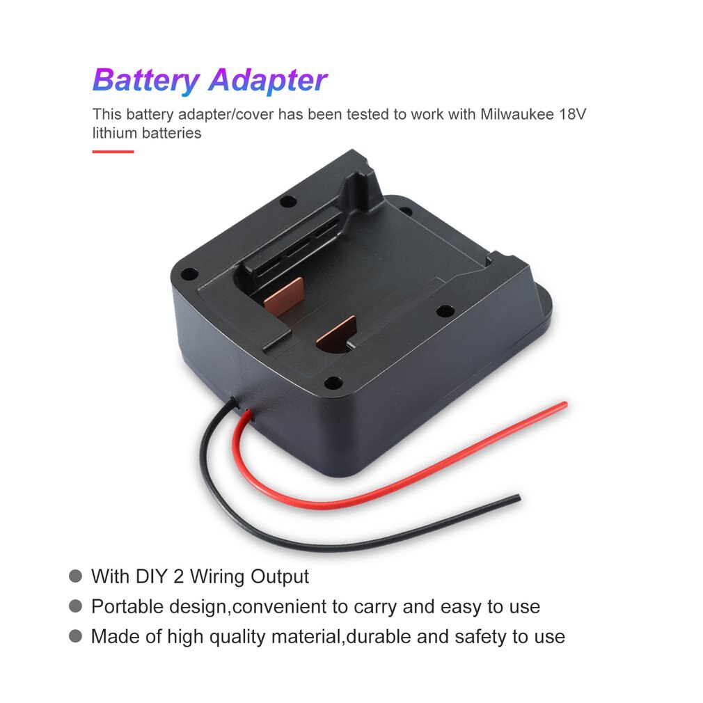 Right Angle Battery Adapter With DIY 2 Wiring Output for Milwaukee 18V M18 XC18 Dock Power Connector Black