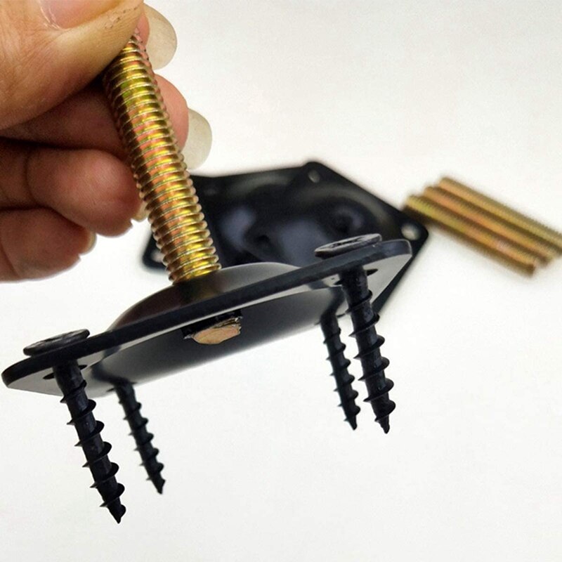 12 Sets Leg Mounting Plates Furniture Leg Attachment Plates T-Plate Sofa Legs with Hanger Bolts for Sofas Couches Seats