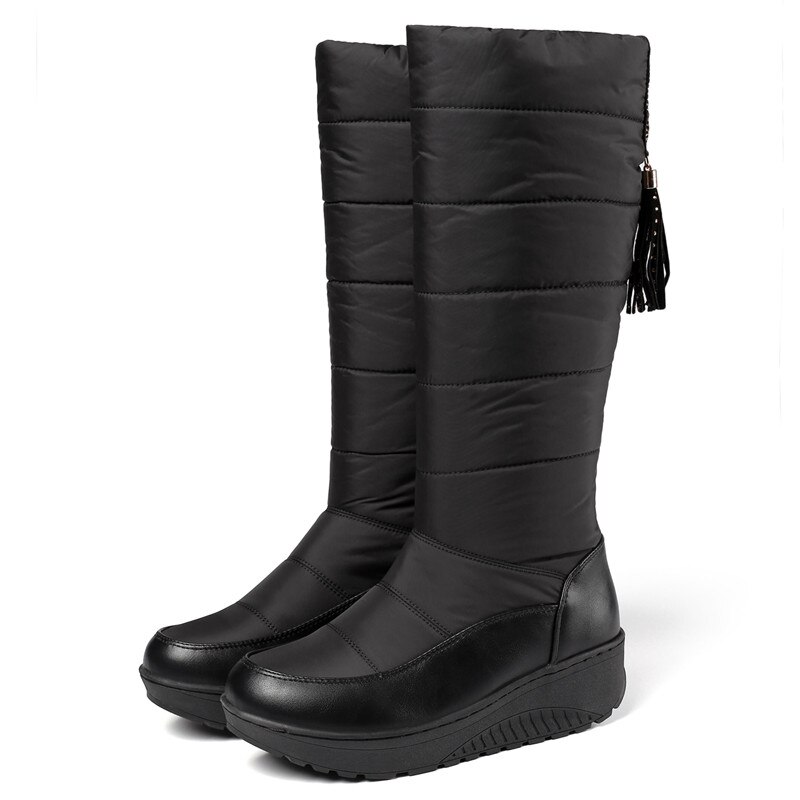 MORAZORA Plus rozmiar 35-44 nowe buty śniegowe damskie platformy średnio wysokie buty z cholewami grube futro tassel rhinestone buty zimowe damskie buty