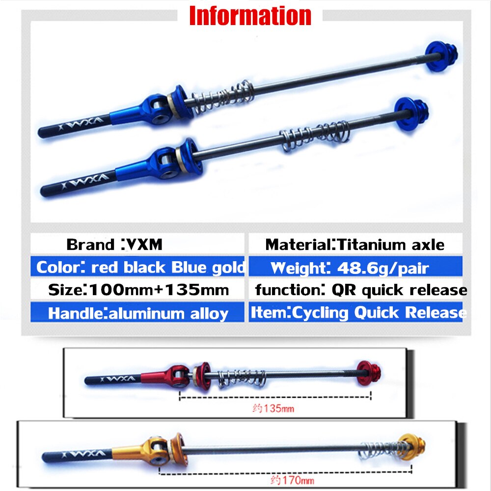VXM Fahrrad Spieße Titan Ti Achse Spieße QR MTB Rennrad Schnellspanner Vorne 100 Hinten 135mm Rad Hub spieße Fahrrad Teile