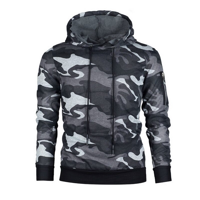 Vertvie camouflage hoodies herr sweatshirt herr camo hoody hip höst vinter hoodie herrkläder: Grå / Xl
