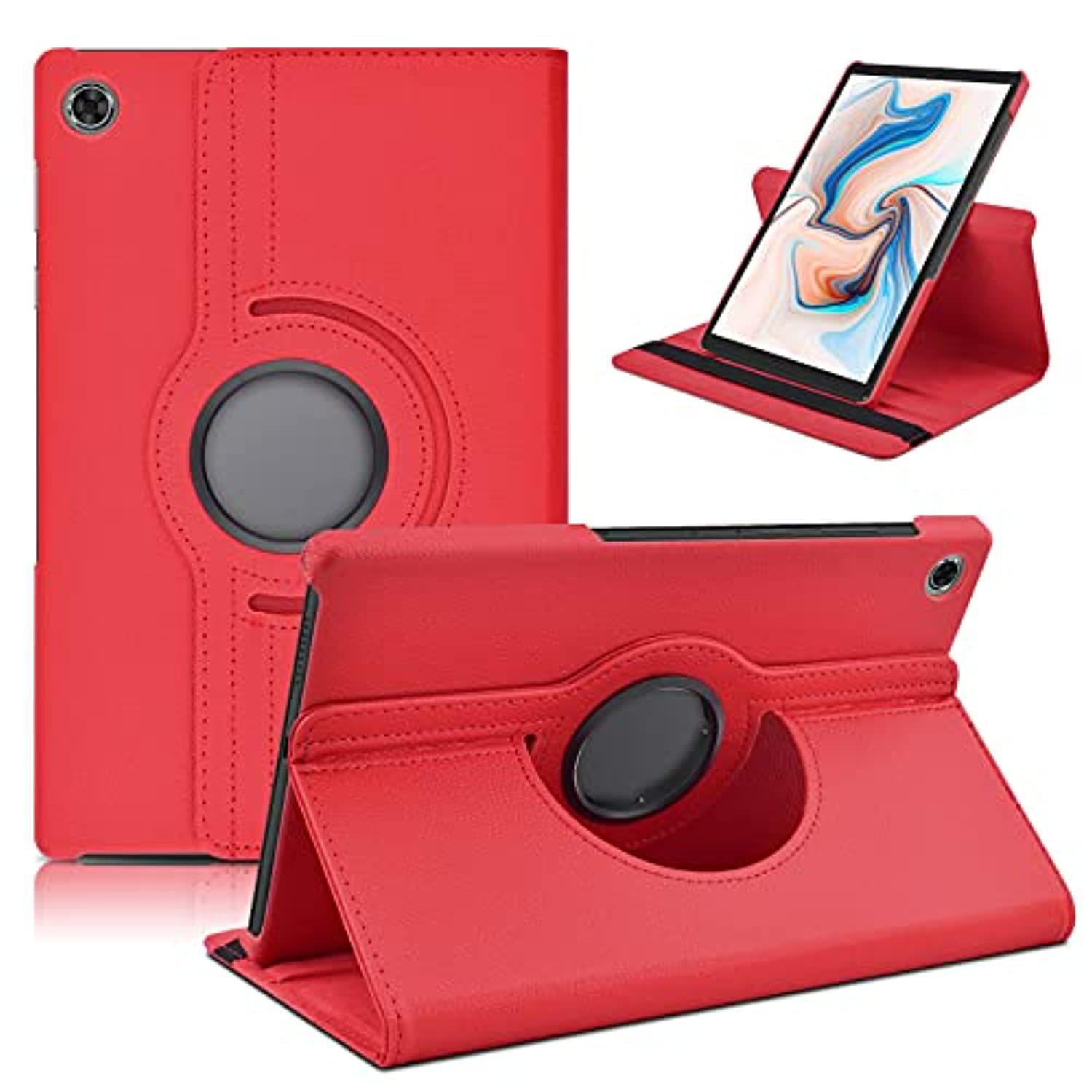 Voor Realme Pad Case 2021Case,360 Graden Draaien Stand Tablet Cover Voor Realme Pad 10.4 Inch Stand Pu Lederen Beschermhoes: Red
