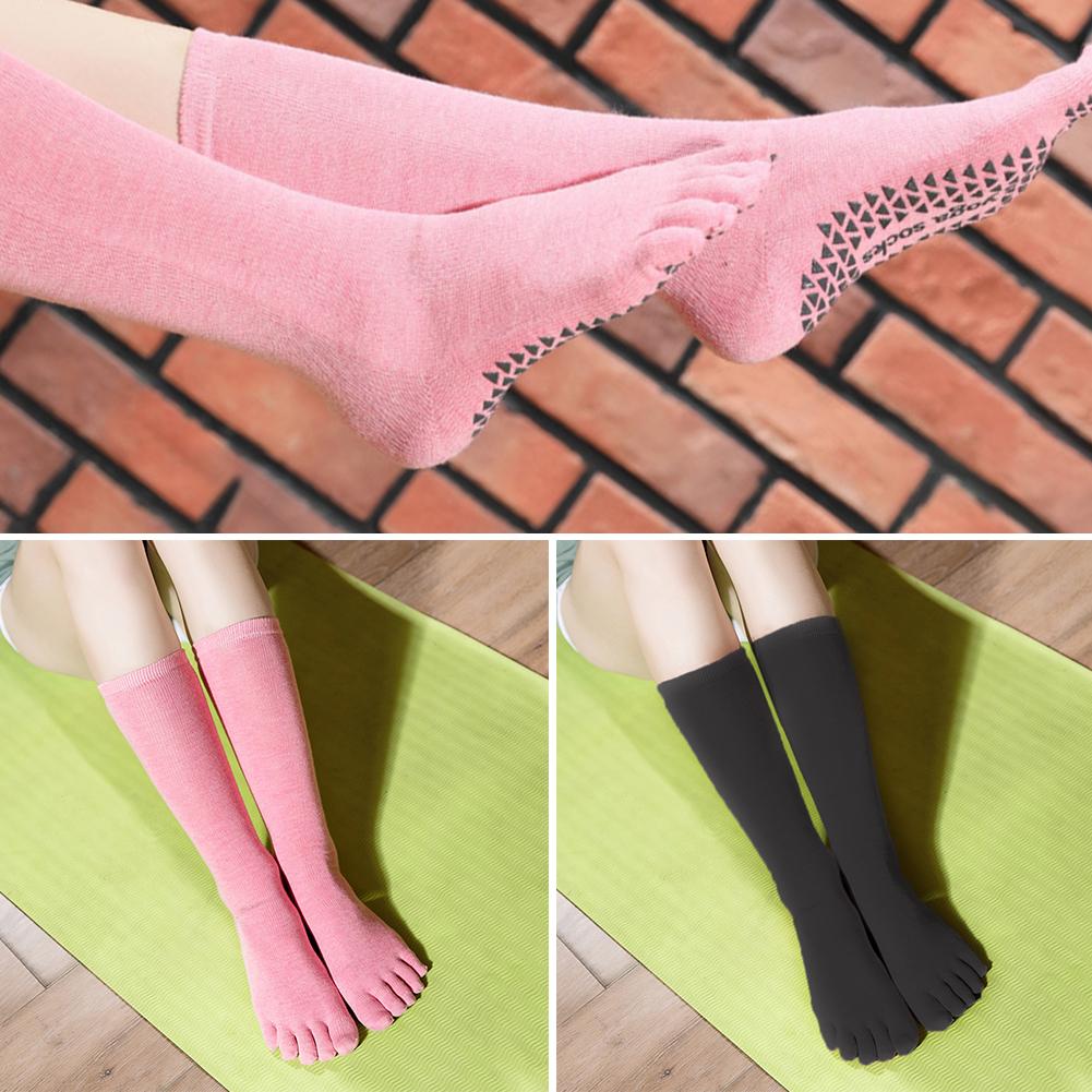 Yoga halkfria toffelstrumpor femfingrar fitnessstrumpa bomull sportstrumpor för bantning gymnastik fotmassage daglig värme