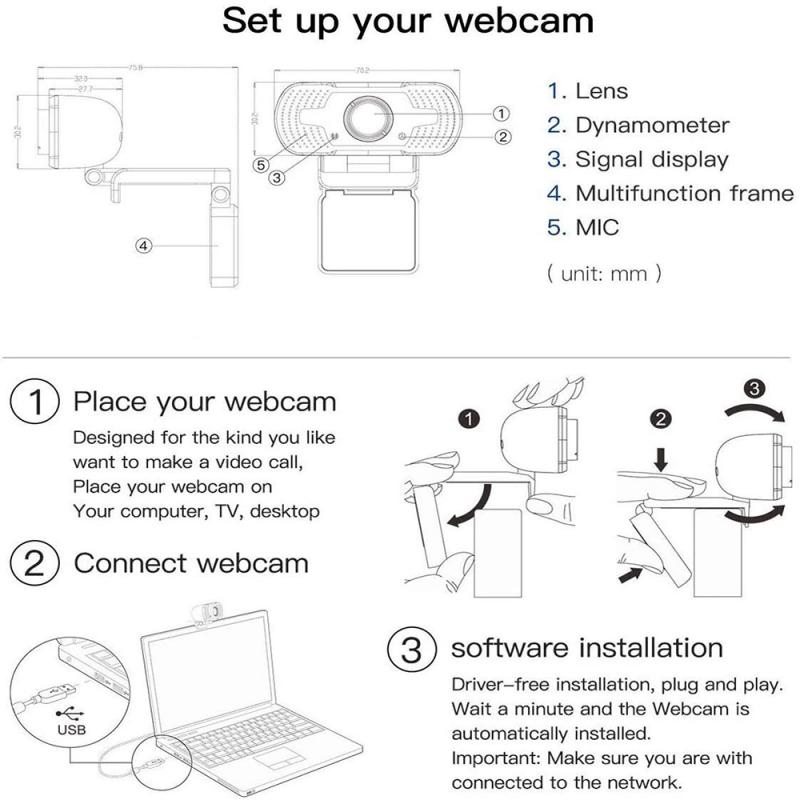 Cmos 2 mega 1920 * 1080 30 fps computer randapparatuur webcam webcam voor laptop camper  hd 1080p pc 110 graden groothoek