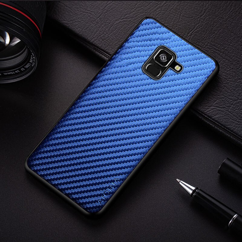 Telefondeksel i karbonfibertekstur til samsung galaxy  a8 pluss mykt bakdeksel til samsung galaxy  a8 -deksel: Galakse  a8 pluss 2018 / Blå