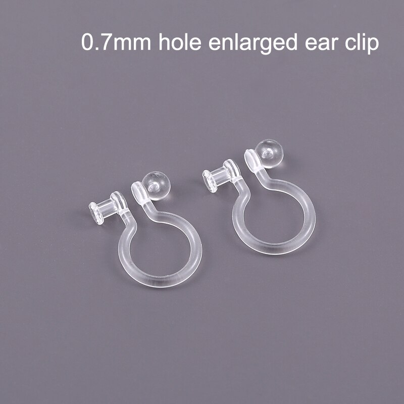 Clips para las orejas de resina transparente para mujer, aretes perforados hechos a mano, indoloro, suministros de joyería, 1 par: 1Pair JD 0.7mm