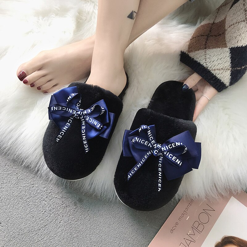 Femmes maison pantoufles hiver chaussures femme sans lacet plats diapositives femme fausse fourrure pantoufles femmes chaussures bout fermé g755