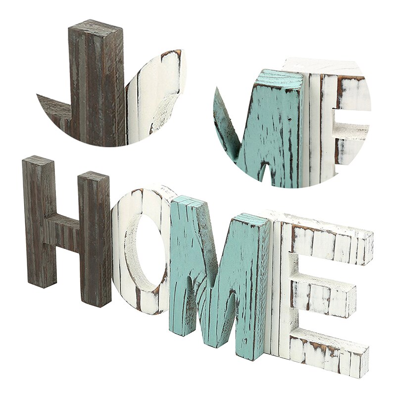 Rustic Wood Home Sign, Decorative Wooden Block Word Signs, Freestanding Wooden Letters, Rustic Love Signs for Home Decor