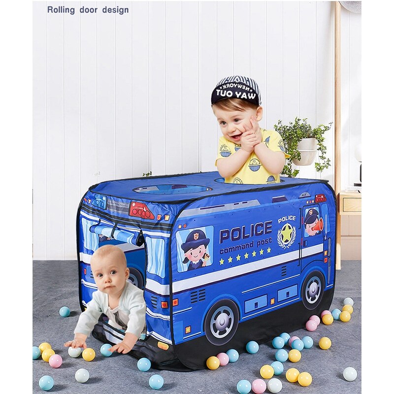 Children Tent Kids Play Tent Toy Foldable Playhouse Cloth Police Car Game House Bus