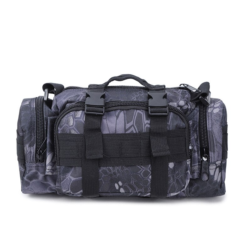 Fishing Outdoor Tackle Bait Bag Waterproof Waist Shoulder Carry Storage Camouflage Sports Simplicity Casual: Python Black