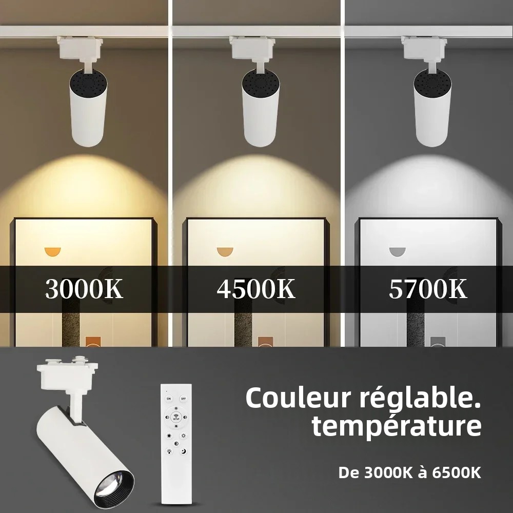 Plafoniera a binario a LED dimmerabile 110V 220V 3 colori Faretto con telecomando Lampada a LED lineare Apparecchio di illuminazione da cucina