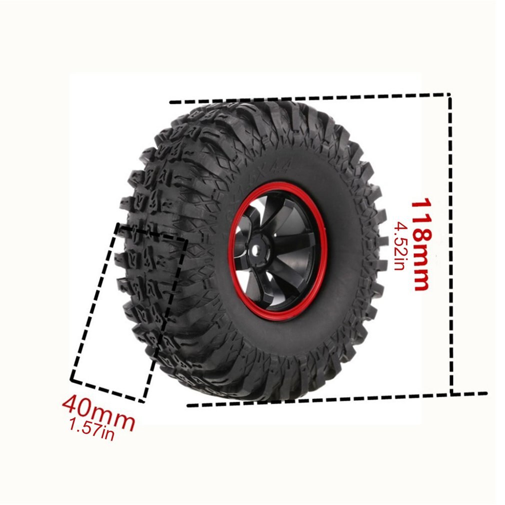 4Pcs Klimmen Auto Off-Road Velg En Banden Voor 1/10 Monster Truck Racing Rc Auto Accessoires Component