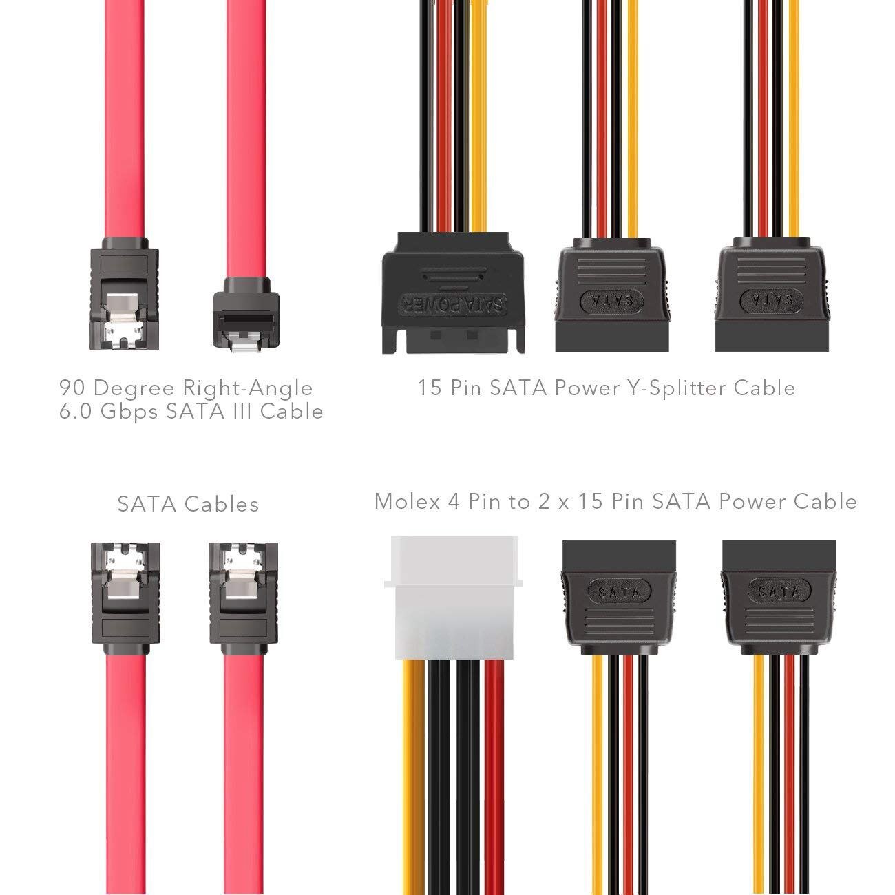 2X 2.5 inch SSD to 3.5 inch Internal Hard Disk Drive Mounting Kit Bracket (SATA Data Cables and Power Cables Included)