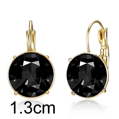 Pendientes de Metal de 3 tamaños para mujer, aretes redondos de cristal Multicolor para mujer y niña, de joyería para boda: B-4