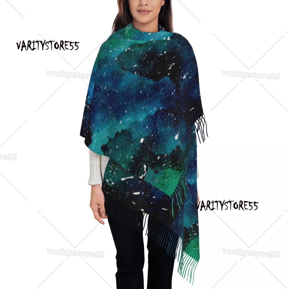 Brugerdefineret galakse stjernehimmel rum astronaut kvasttørklæde kvinder blødt sjal wrap dame vintertørklæder: Gul