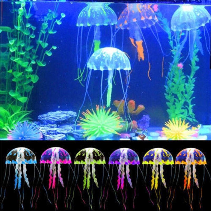 Aquarium Dekoration Unterwasser Künstliche Quallen Aquarium Dekoration Silikon Quallen Ornament Aquarium Glühende Quallen