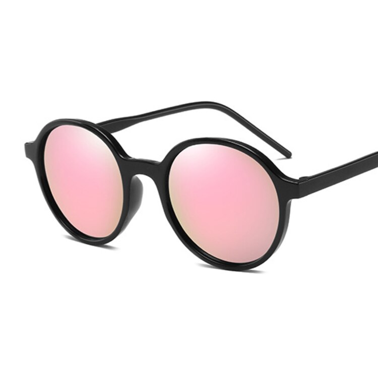 Gafas De Sol redondas De mujer De espejo Vintage negro gafas De Sol De De De femenina: Black Pink
