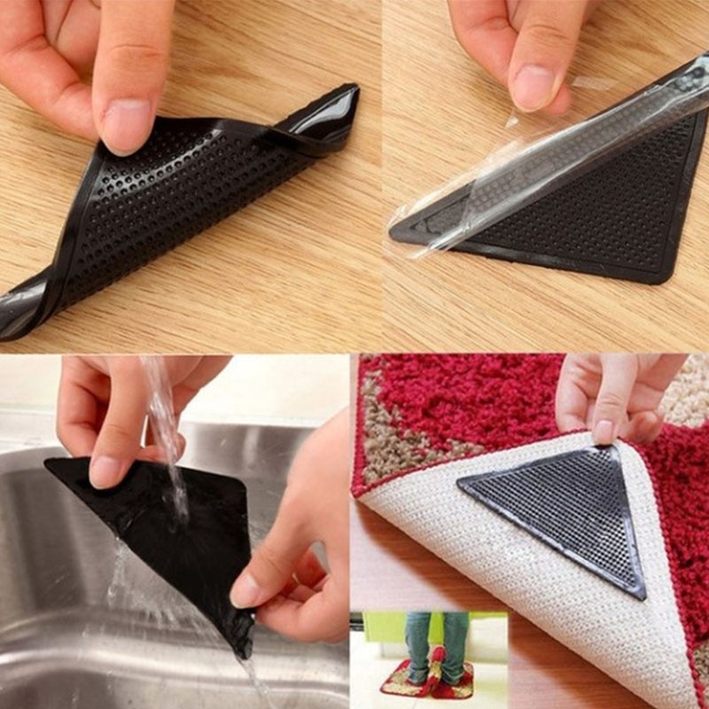 4 Stuks Herbruikbare Non-Slip Rubber Mat Wasbare Anti-Slip Patch Pad Driehoek Floor Tapijt Fixer Veranda Badkamer antislip Stickers