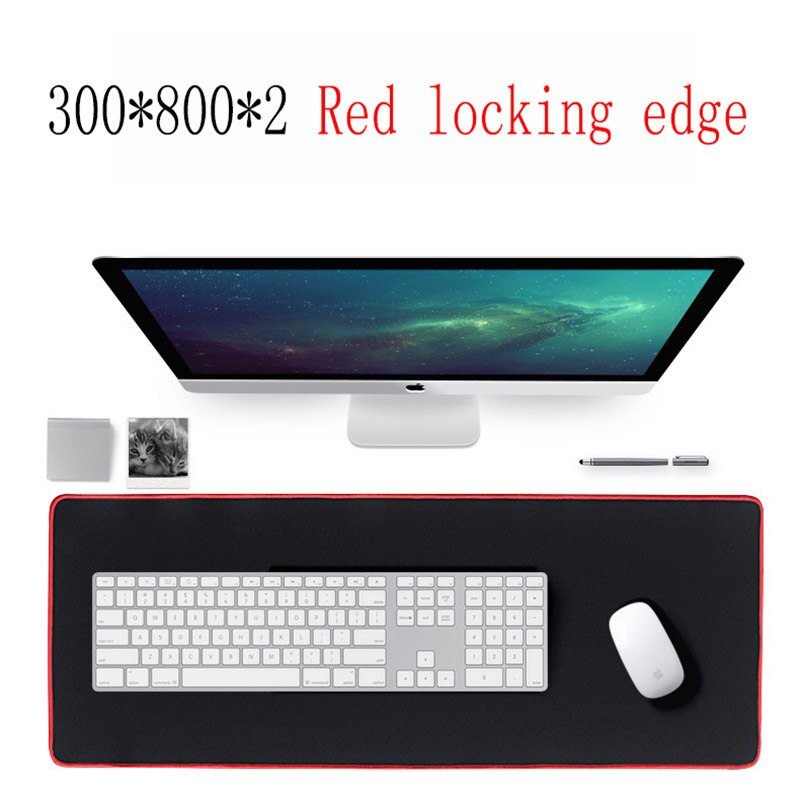 Xgz 1200*600 3mm xxl preto gaming mouse pad grande tapete personalizado engrossado teclado de mesa 4 cores bloqueio borda csgo: 300X800X2MM red lock
