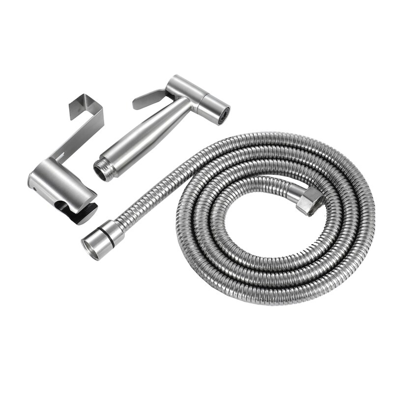 Toalett handhållen bidé rumpa dusch shattaf sprayhuvud 304 rostfritt stål wc douche kit krokad hållare 1.5m slang muslim dusch spray: 3 st set