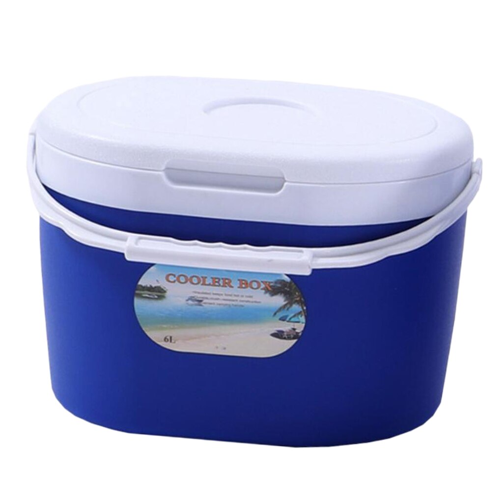 Heavy-Duty Cooler, Ice Bucket Insulated Box for Camping Picnic Lunch Food Beverage Ice Cooler: Blue 6L