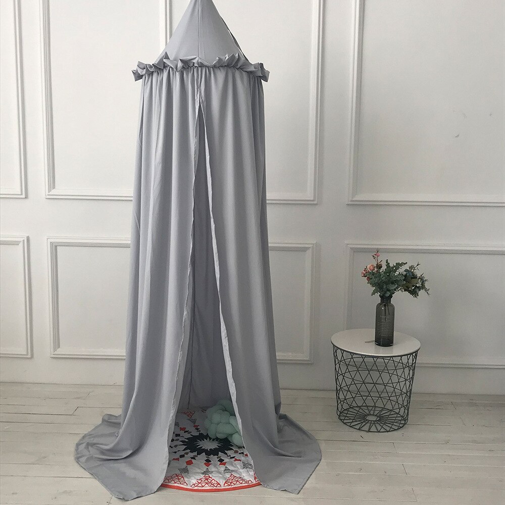 Kids Girls Tents Play House Baby Teepee for Children Princess Tipi Tent Canopy Baby Crib Netting Round Hung Dome Net Room Decor: Gray