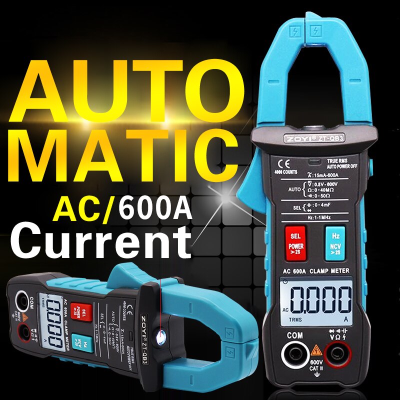 ZOYI Clamp Multimeter ZT-QB1/QB3/QB4 4000 count True RMS Digital Auto Range Data Hold Peak Hold Flashlight NCV Test 600A Ammeter