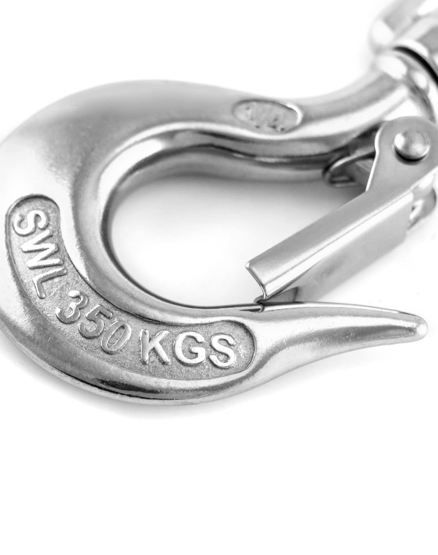 Crane Swivel Hook 770lb 304 Stainless Steel Swivel Lifting Clevis Chain Hook with Safety Latch
