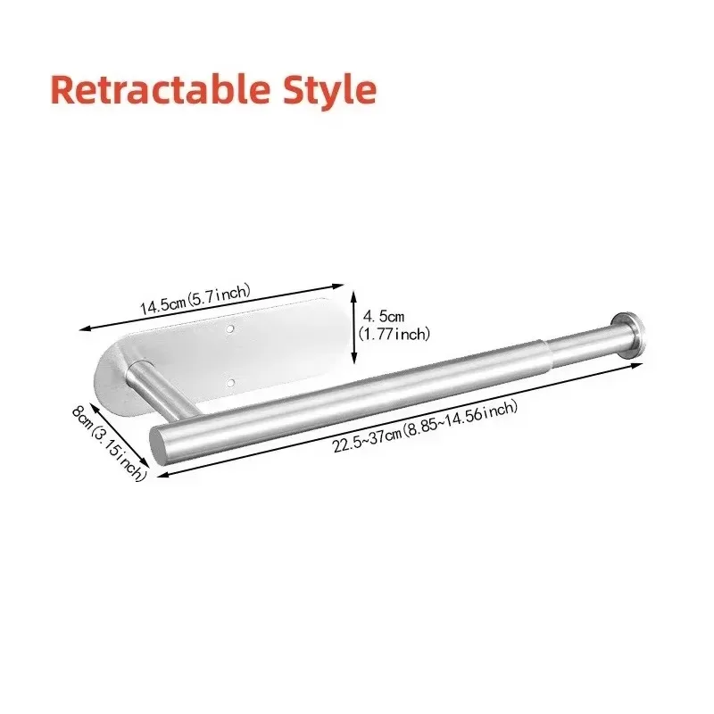 Paper Towel Holder Under Cabinet Wall Mount Stainless Steel Black Kitchen Paper Towel Rack Bathroom Self Adhesive No Drilling: black