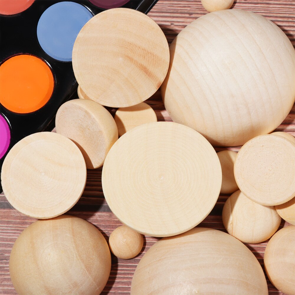 5/10 Pcs Eco-Friendly Natural Half Wooden Beads Wood Half-faced Split Round Balls for Home DIY Crafts Making Unfinished Supplies