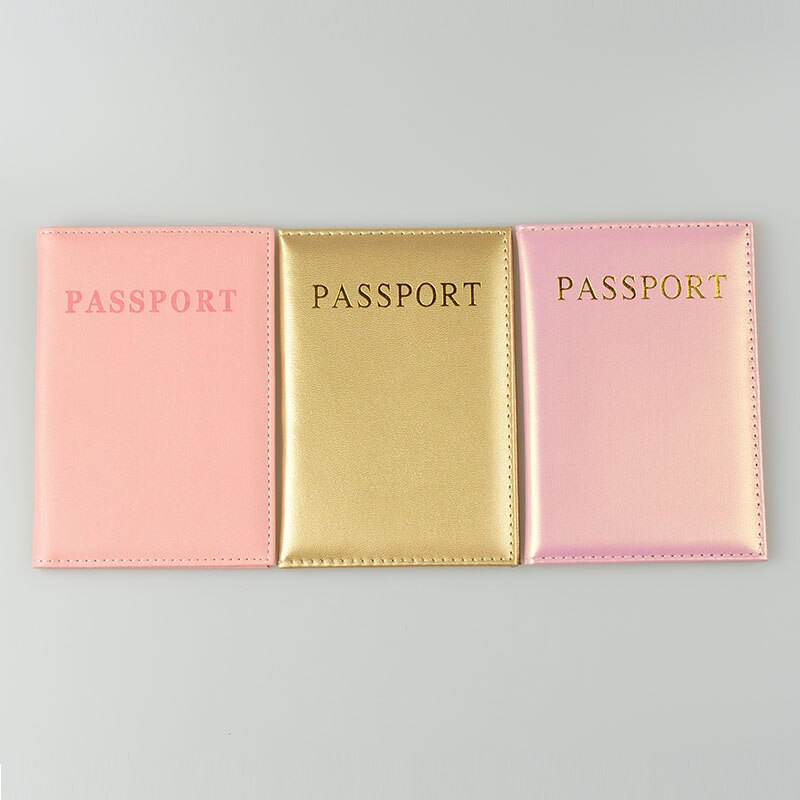 DIKEDAKU Simple Women Passport Cover Pink Travel Pu Leather Passport Holder Wallets Solid Girls Protect Passport Pocket