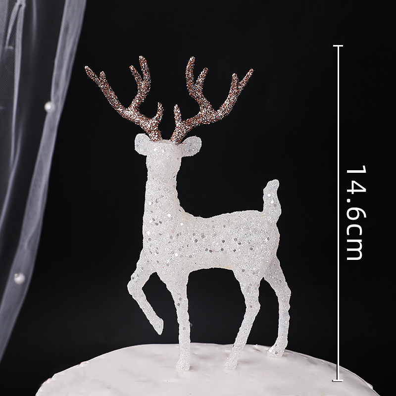 Merry Christmas Cake Topper Elk Antler Pine Cone Branch Garland Pine Tree Year Baking Cake Decoration Christmas Wreaths