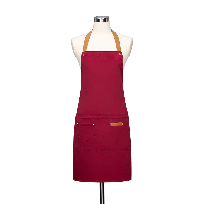 Delantal con de logotipo personalizado, delantales de cocina para hombre y mujer, ropa para hornear Chef en casa, impermeable con bolsillos: Rojo