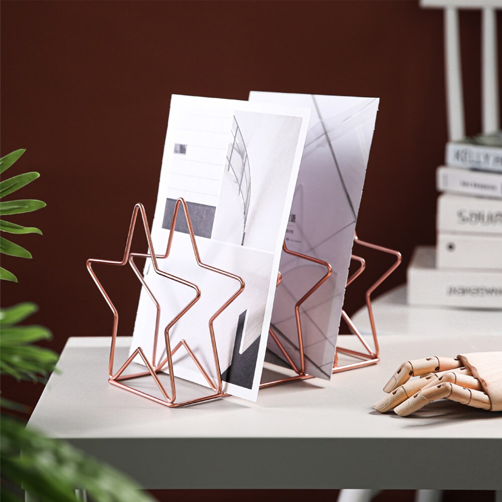 1pc Book Rack Desktop Star Bookshelf Magazine Storage Shelf for Office Home