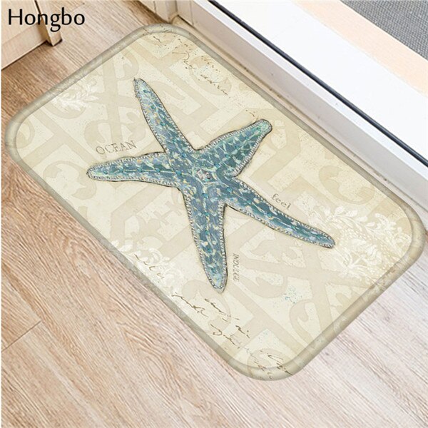 Hongbo halkskyddsmattor marint liv tryckmattor badrumsgolv kök sjöstjärna conch sjöhäst valsköldpadda mönstermattor: 30