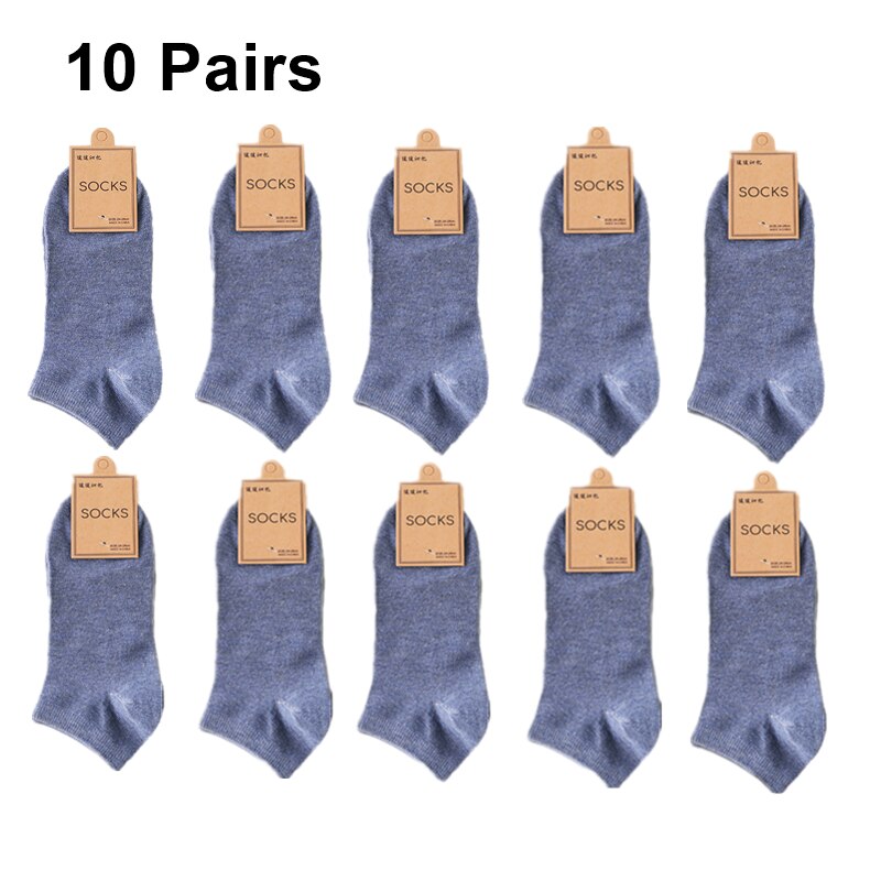 Lot 36-44 10 paires de chaussettes unisexes pour homme et femme, en coton respirant, couleurs unies, décontractées, pour le printemps, l'été et l'automne: Bleu