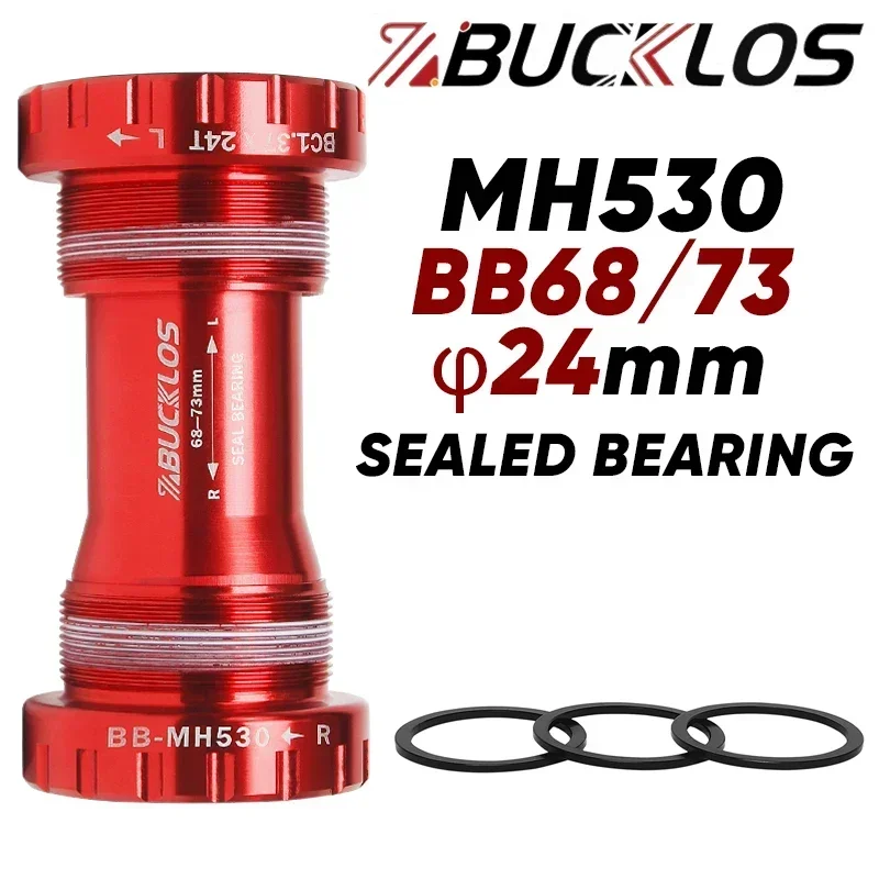 BUCKLOS Bike Bottom Bracket BB68/73 BB86/92 24mm Steel/Ceramic Bearing Mountain Road Bike Threaded Pressfit BB MTB Cycling Parts: Burgundy