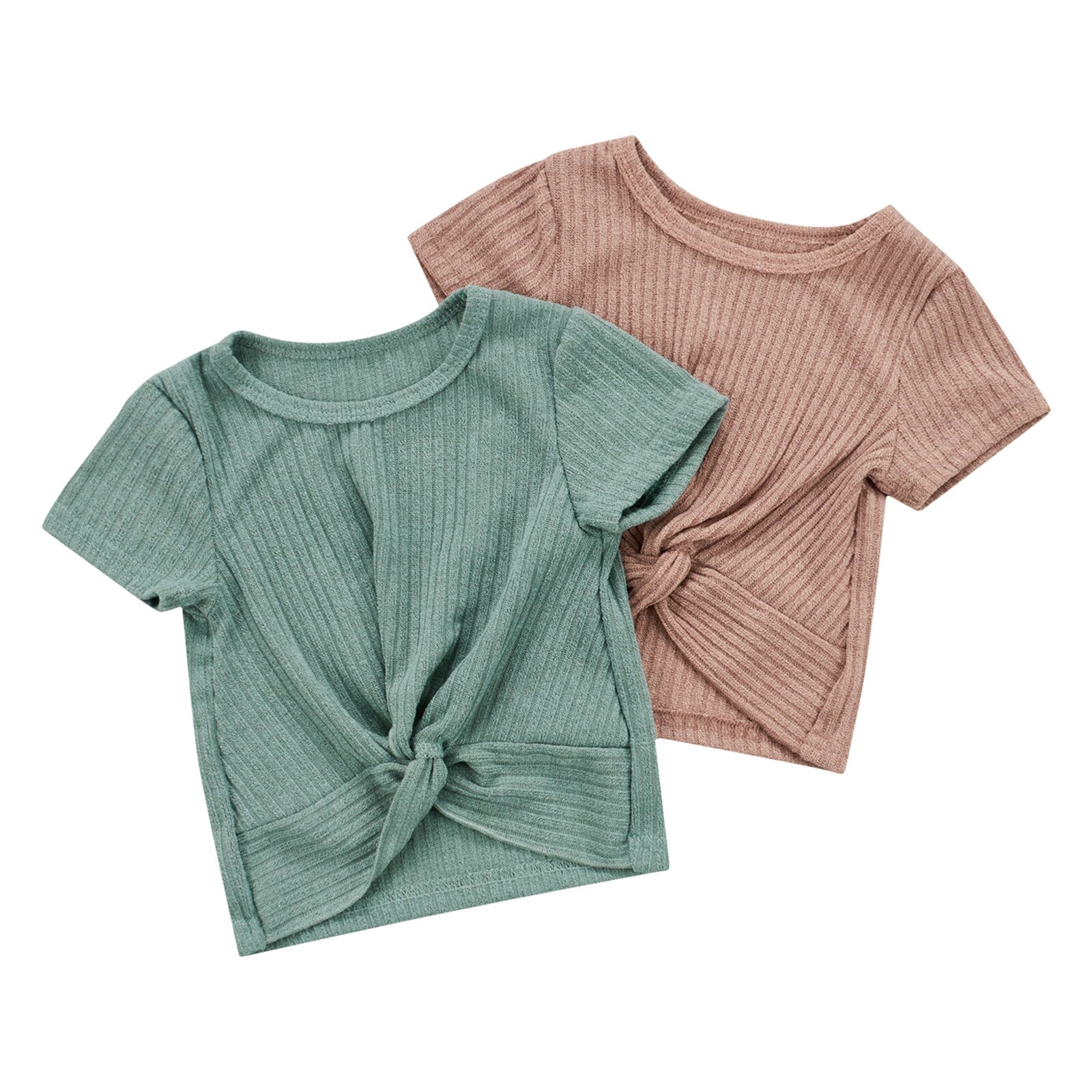 Kids Twee Stukken/Set T-shirts, blauw En Paars Ronde Hals Effen Kleur Korte Mouwen Voor Baby Jongens Meisjes