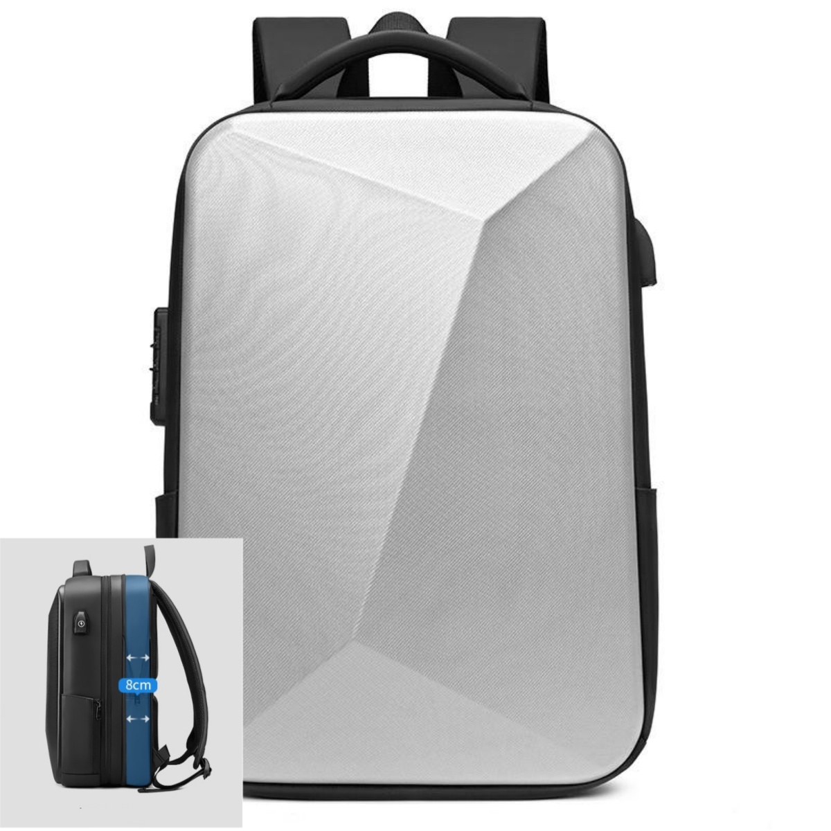 Men's 15.6 inch Laptop Backpack Expandable Travel Bag Waterproof Anti-theft Business Backpack USB Charging ABS Hard Shell Bag: SKY BLUE
