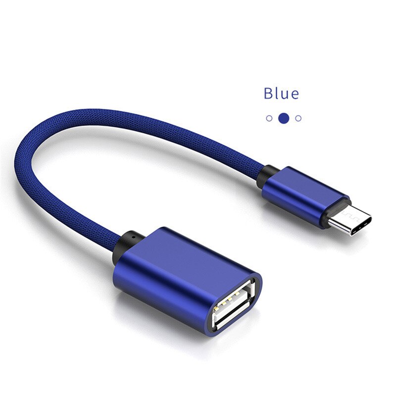 Type-C/Micro Usb Male Otg Adapter Kabel Usb Otg Adapter Kabel Usb Female Naar Micro Usb male Converter Otg Adapter Kabel: type c blue