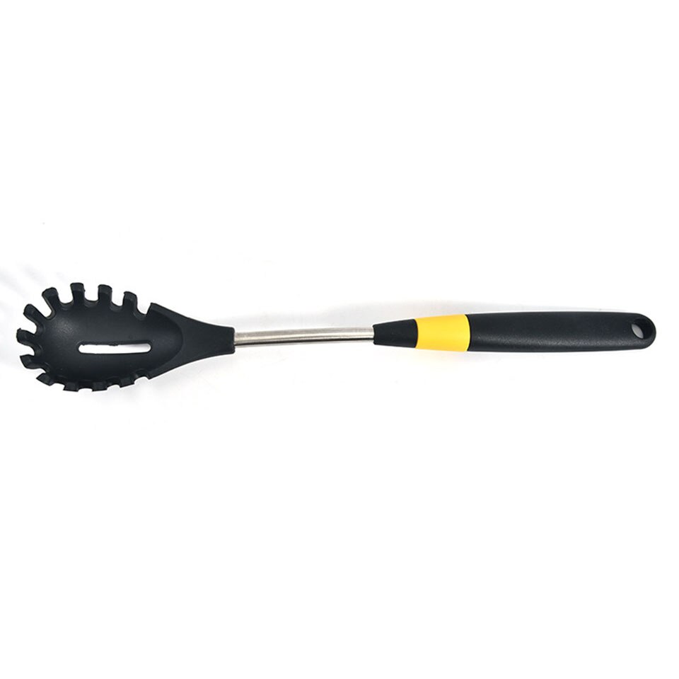 Silikonowe narzędzia kuchenne narzędzia kuchenne zestaw naczyń żółta łopatka łyżka robić zupy z metalowym uchwytem specjalna konstrukcja odporna na ciepło: Noodles łyżka