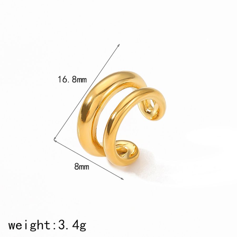 18K Gold Color Stainless Steel Multilayer Ear Clip Waterproof Metal Unique Trendy Women: Rhodium Plated