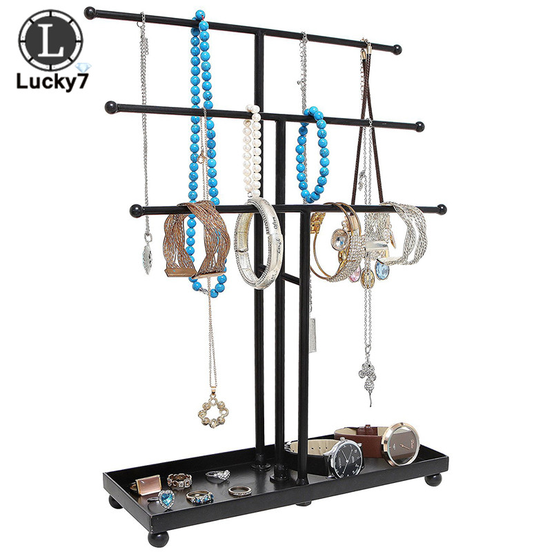 Metal Jewelry Holder Earrings Necklace Ring Pendant Bracelet Jewelry Display Stand Tray Tree Storage Racks Organizer Holder