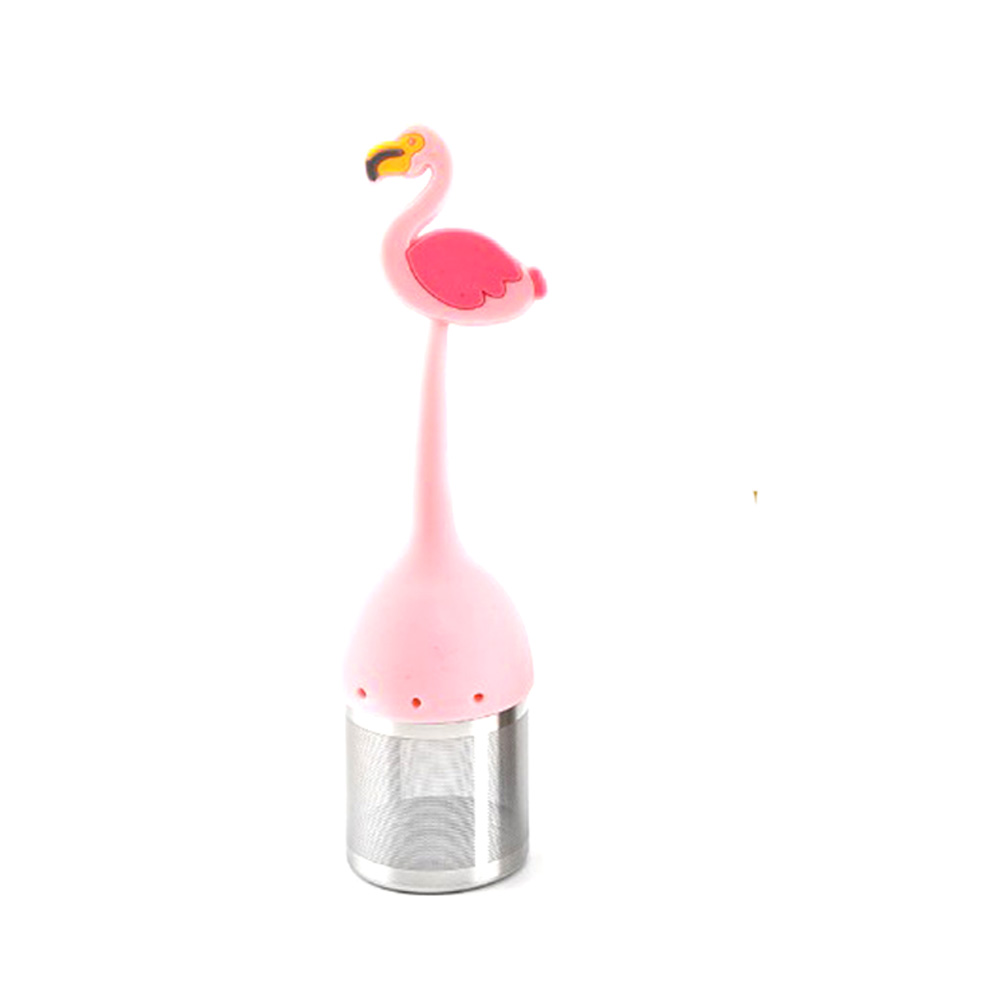 1pc söta flamingo tesil tepåsar silikon lösbladste teinfuser filter diffuser rolig tecknad tetillbehör ananas: Flamingo