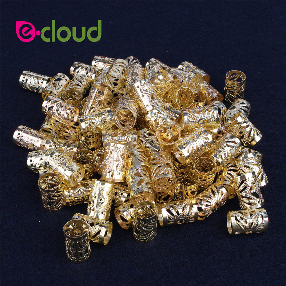 100 Stks/partij Golden/Zilver Haar Dreadlocs Vlechten Micro Haar Ring Kralen Verstelbare Manchet Clip Ca. 15Mm Gat