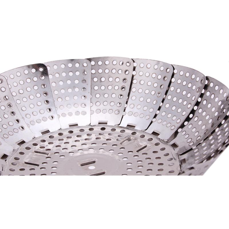 Stainless Steel Multifunctional Steamer Plate Silver Magic Retractable Folding Steaming Fruit Plate Disk