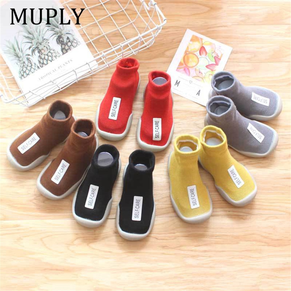 Unisex Baby Shoes First Shoes Baby Walkers Toddler First Walker Baby Girl Kids Soft Rubber Sole Baby Shoe Knit Booties Anti-slip