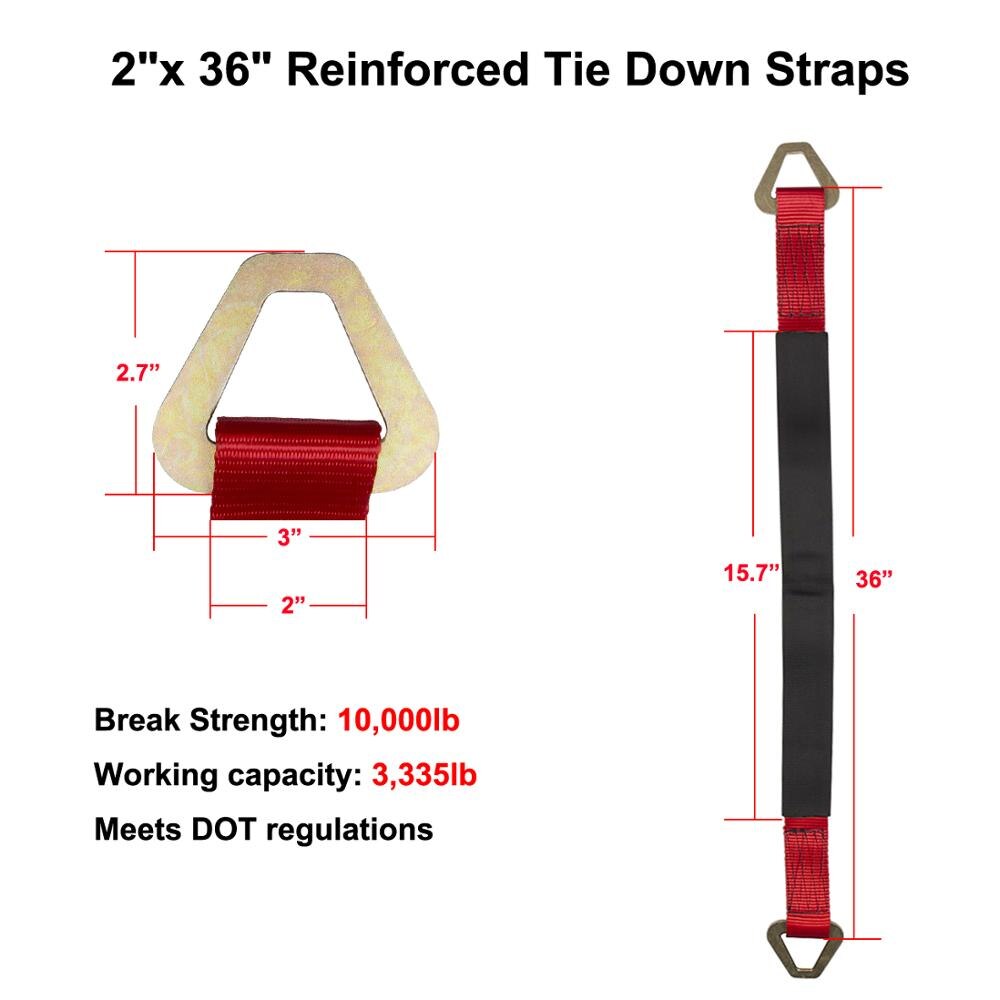 4 Pack HD 2" Wide X 36" Long Axle Straps Race Car Carrier Hauler Trailer Tow Truck Wheel Tie Down